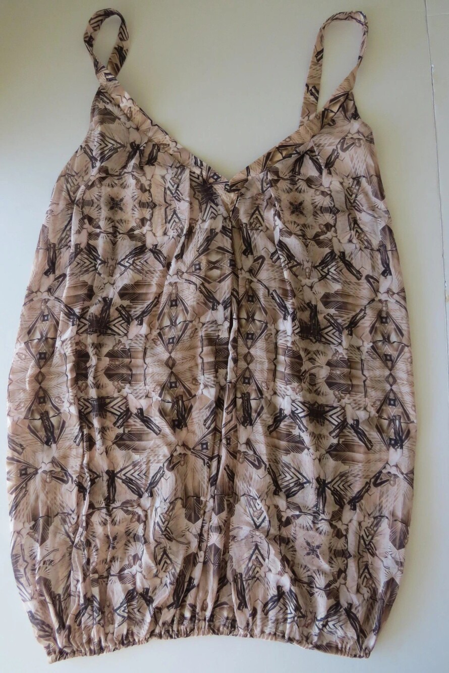 Vintage La Perla Black Label Rare Silk Slip, Art Deco Print, Made in Italy